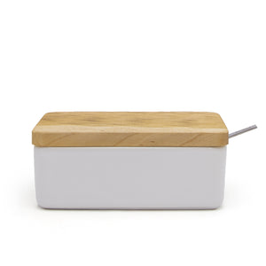 BEE HOUSE Butter Case with Wooden Lid and Stainless Butter Knife - ZERO JAPAN-Kitchen-ZERO JAPAN-White-SANTOKU NYC