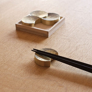 Brass Chopstick Rest Set of 4 'Four Moons' - FUTAGAMI-Chopstick Holders-FUTAGAMI-SANTOKU NYC