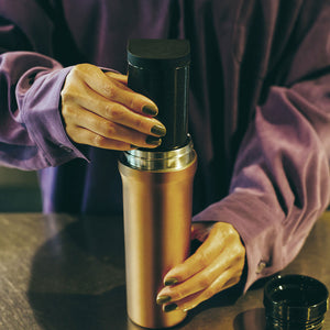 ovject Enamel Interior 3-Way Insulated Vacuum Bottle - Gold-Water Bottles-ovject-SANTOKU NYC