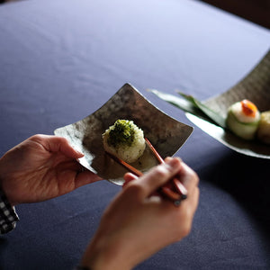 Tsuiki Suzugami Hand-Hammered Bendable Paper-Thin Tin Plate 'Kazahana' Square - Syouryu-Kitchen & Tableware-syouryu-SANTOKU NYC