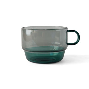 TWO TONE Heat-Resistant Glass Stacking Mug - amabro-Glassware-amabro-Gray x Green-SANTOKU NYC