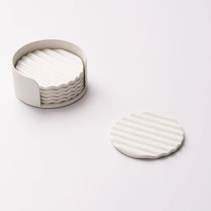 Wave Coaster Set, Ceramic + Steel - APTO