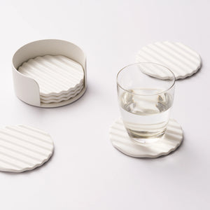 Wave Coaster Set, Ceramic + Steel - APTO