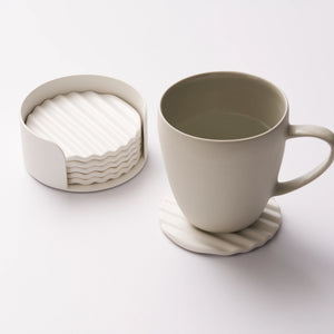 Wave Coaster Set, Ceramic + Steel - APTO