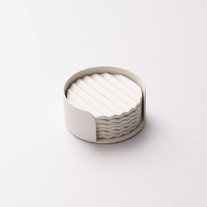 Wave Coaster Set, Ceramic + Steel - APTO