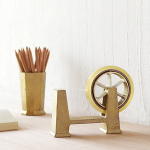 Brass Desktop Tape Dispenser Large - FUTAGAMI-Tape Dispenser-FUTAGAMI-SANTOKU NYC