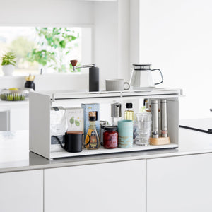 Front-Opening Kitchen Countertop Storage Rack, Steel - Yamazaki Home-Kitchen Organizer-Yamazaki Home-White-SANTOKU NYC
