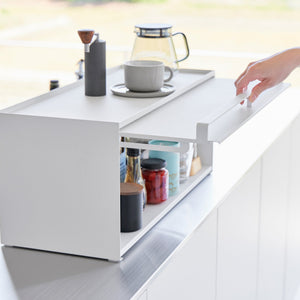 Front-Opening Kitchen Countertop Storage Rack, Steel - Yamazaki Home-Kitchen Organizer-Yamazaki Home-SANTOKU NYC