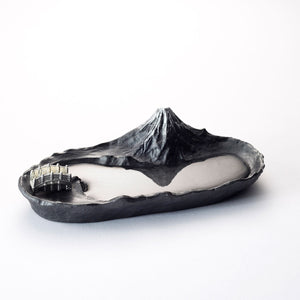 Incense Holder with Mt. Fuji Black - GINGADO-Art & Collectibles-GINGADO-SANTOKU NYC