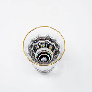 Kaleidoscope Abalone Glass gold-rimmed Cup 2.37 fl oz Fireworks-Inspired Black - Amano Shikki-Barware-Amano Shikki-SANTOKU NYC