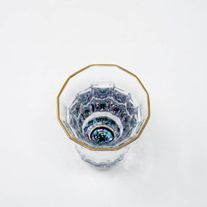 Kaleidoscope Abalone Glass gold-rimmed Cup 2.37 fl oz Ishigaki Black - Amano Shikki-Barware-Amano Shikki-SANTOKU NYC