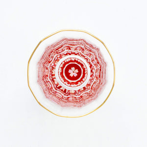 Kaleidoscope Abalone Glass gold-rimmed Cup 2.37 fl oz Sakura Red - Amano Shikki-Barware-Amano Shikki-SANTOKU NYC