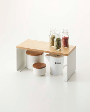 Steel & Wood Stackable Countertop Shelf Two Sizes - Yamazaki Home-Riser-Yamazaki Home-SANTOKU NYC