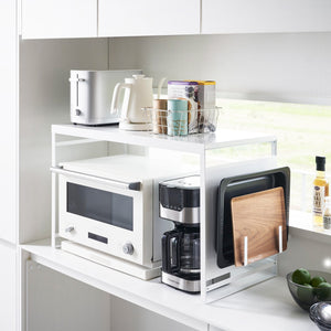 Kitchen Appliance Rack With Steel Side Panel, Steel - Yamazaki Home-Countertop Shelf-Yamazaki Home-White-SANTOKU NYC