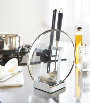 Lid & Ladle Stand, Steel - Yamazaki Home-Stovetop-Yamazaki Home-SANTOKU NYC