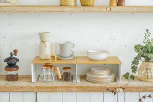 Steel & Wood Stackable Countertop Shelf Two Sizes - Yamazaki Home-Riser-Yamazaki Home-SANTOKU NYC