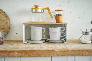Steel & Wood Stackable Countertop Shelf Two Sizes - Yamazaki Home-Riser-Yamazaki Home-SANTOKU NYC