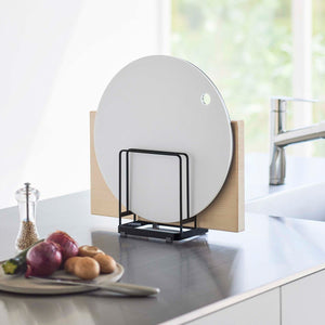 Round Cutting Board Stand, Steel - Yamazaki Home-Cutting Board Stand-Yamazaki Home-Black-SANTOKU NYC
