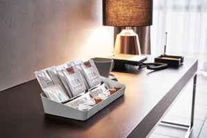 Angled Vanity Tray Two Sizes, Steel - Yamazaki Home-Trays + Catchalls-Yamazaki Home-SANTOKU NYC