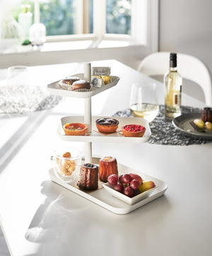Serving Stand, Steel - Yamazaki Home-Food Display-Yamazaki Home-White-SANTOKU NYC