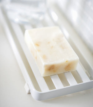 Slotted Bathroom Tray, Steel - Yamazaki Home-Trays + Catchalls-Yamazaki Home-White-SANTOKU NYC