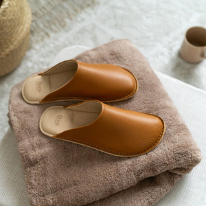 Smooth Leather Room Slippers - Reela-slippers-Reela-SANTOKU NYC