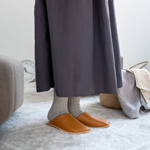 Smooth Leather Room Slippers - Reela-slippers-SANTOKU NYC