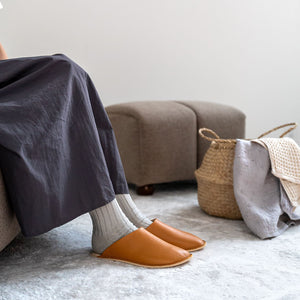 Smooth Leather Room Slippers - Reela-slippers-SANTOKU NYC