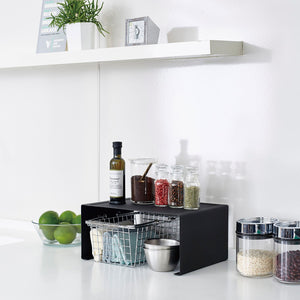 Stackable Countertop Shelf: Two Sizes, Steel - Yamazaki Home-Riser-Yamazaki Home-S-Black-SANTOKU NYC