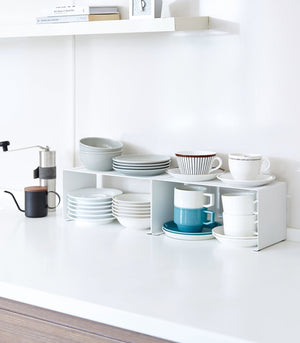 Stackable Countertop Shelf: Two Sizes, Steel - Yamazaki Home-Riser-Yamazaki Home-SANTOKU NYC