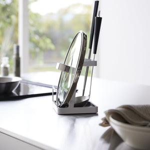 Lid & Ladle Stand Large, Steel - Yamazaki Home-Stovetop-Yamazaki Home-SANTOKU NYC
