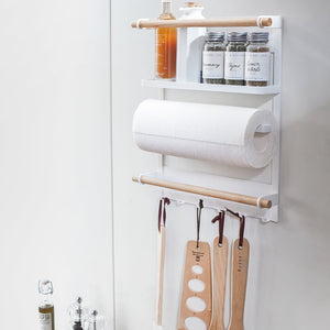 Steel & Wood Magnetic Kitchen Organizer - Yamazaki Home-Magnetic Organizer-Yamazaki Home-SANTOKU NYC