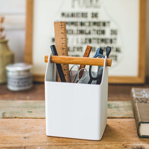Steel + Wood Pen & Desk Small Organizer - Yamazaki Home-Desk Organizer-Yamazaki Home-SANTOKU NYC