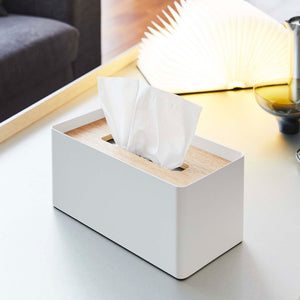 Steel & Wood Rectangle Tissue Box Cover - Yamazaki Home-Tissue Case-Yamazaki Home-Ash-SANTOKU NYC