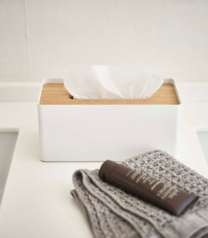 Steel & Wood Rectangle Tissue Box Cover - Yamazaki Home-Tissue Case-Yamazaki Home-SANTOKU NYC