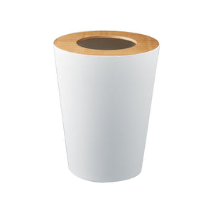 Steel + Wood Round Trash Can - Yamazaki Home-Trash Can - Living-Yamazaki Home-Ash-SANTOKU NYC