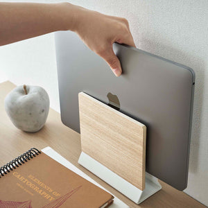 Steel & Wood Slim Laptop Stand - Yamazaki Home-Remote Control & Tablet Organizer-Yamazaki Home-Ash-SANTOKU NYC