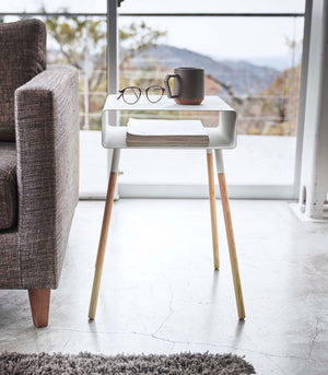 Steel & Wood Storage Table: Two Sizes - Yamazaki Home-End + Side Tables-Yamazaki Home-SANTOKU NYC
