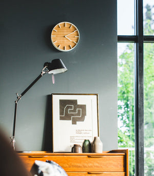Steel & Wood Wall Clock - Yamazaki Home-Wall Clock-Yamazaki Home-Ash-SANTOKU NYC