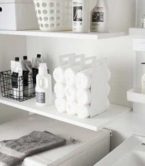 Towel Storage Organizer, Steel - Yamazaki Home-Closet Organizer-Yamazaki Home-White-SANTOKU NYC