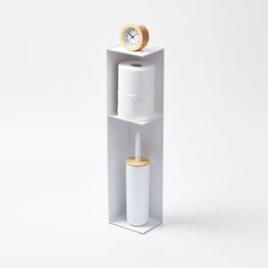 TOWER Bathroom Organizer, Steel - Yamazaki Home-Toilet Paper Stocker-Yamazaki Home-White-SANTOKU NYC