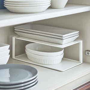 Two Tier Cabinet Organizer, Steel - Yamazaki Home-Dish Organizer-Yamazaki Home-SANTOKU NYC