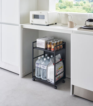 Two-Tier Hideaway Storage Cart 24" H, Steel - Yamazaki Home-Rolling Carts-Yamazaki Home-SANTOKU NYC