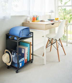Two-Tier Hideaway Storage Cart 24" H, Steel - Yamazaki Home-Rolling Carts-Yamazaki Home-SANTOKU NYC
