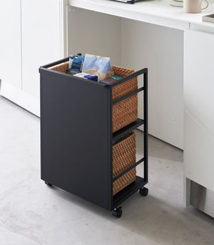 Two-Tier Hideaway Storage Cart 24" H, Steel - Yamazaki Home-Rolling Carts-Yamazaki Home-SANTOKU NYC