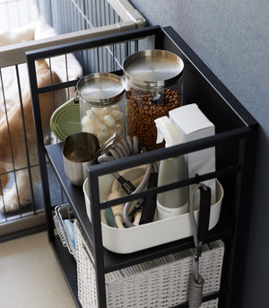 Two-Tier Hideaway Storage Cart 24" H, Steel - Yamazaki Home-Rolling Carts-Yamazaki Home-SANTOKU NYC
