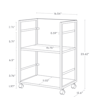 Two-Tier Hideaway Storage Cart 24" H, Steel - Yamazaki Home-Rolling Carts-Yamazaki Home-SANTOKU NYC