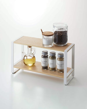 Steel & Wood Two-Tier Riser - Yamazaki Home-Countertop Shelf-Yamazaki Home-SANTOKU NYC