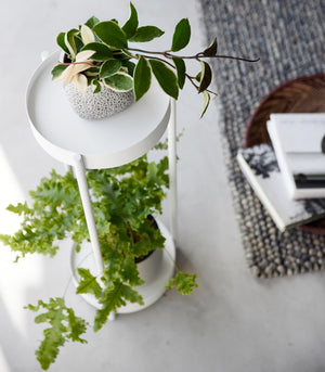 Two-Tier Rolling Plant Stand H 28", Steel - Yamazaki Home-End + Side Tables-Yamazaki Home-SANTOKU NYC