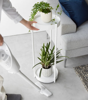 Two-Tier Rolling Plant Stand H 28", Steel - Yamazaki Home-End + Side Tables-Yamazaki Home-SANTOKU NYC